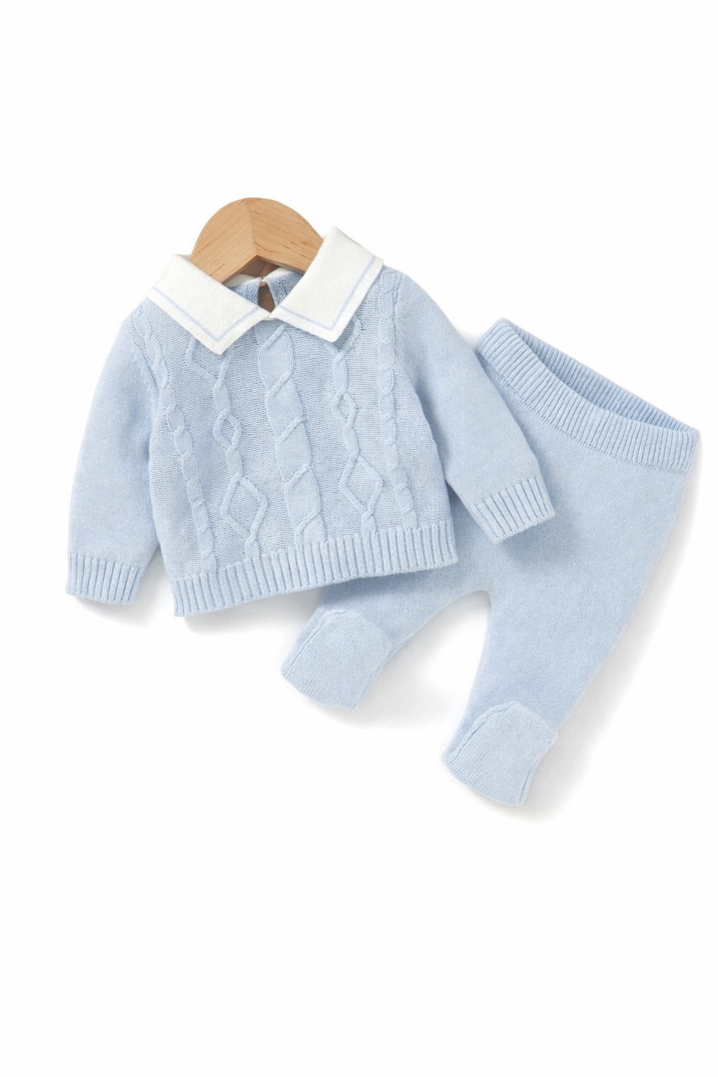 Knit Set with Collar - Sky Blue
