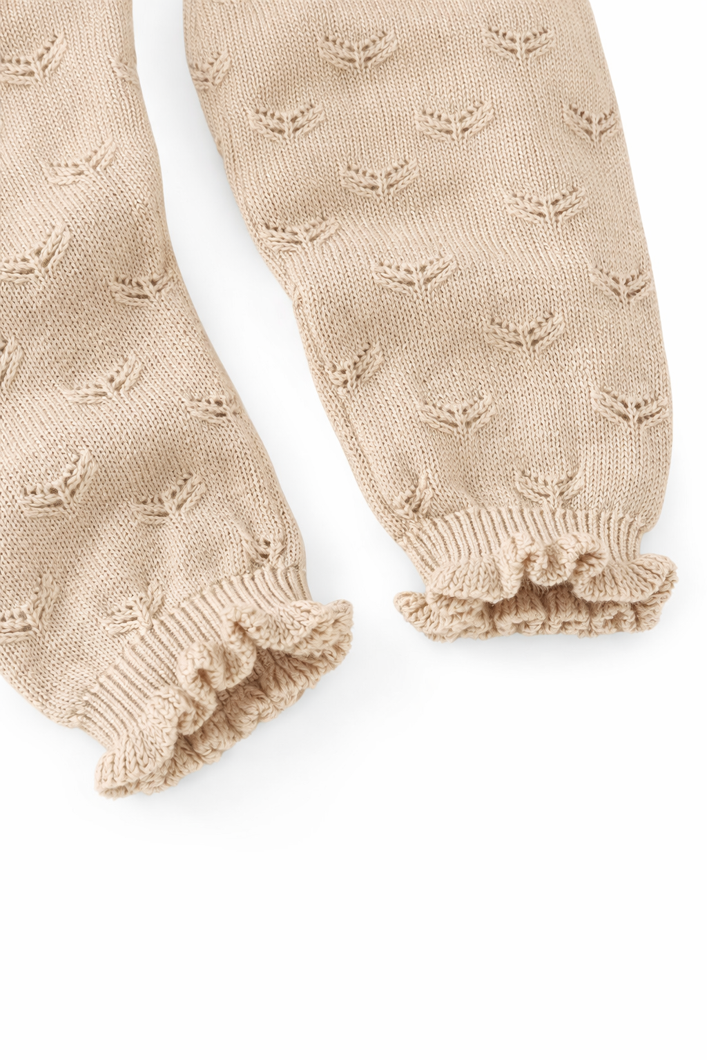 Knit Romper Set with Bonnet - Beige