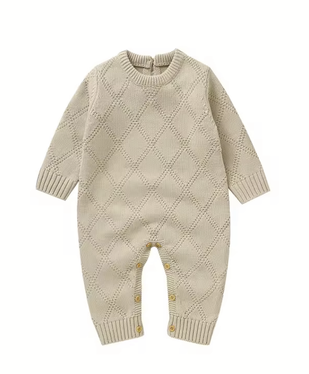 Diamond Pattern Knit Romper - Organic Cotton
