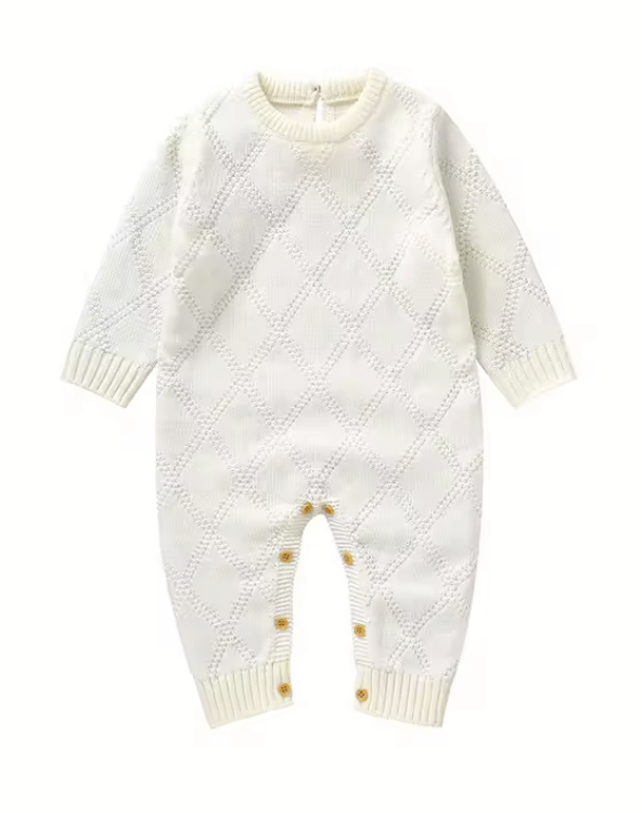Diamond Pattern Knit Romper - Organic Cotton