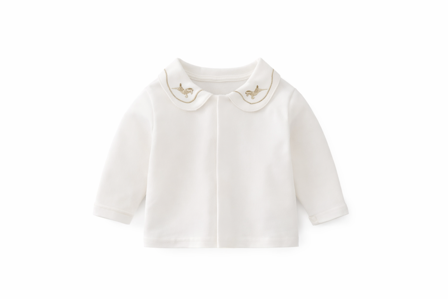 Organic White Baby Cardigan – Horse Embroidery